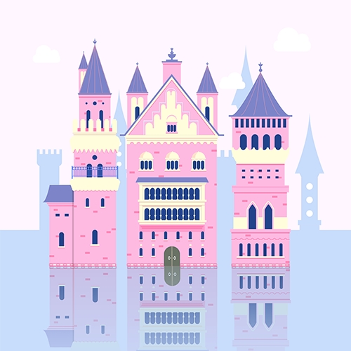 梦幻童话！绘制细节丰富的水上城堡群像