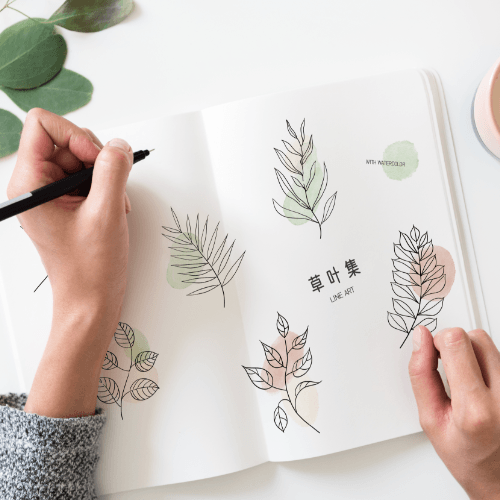 神仙级控线练习，文艺极简水彩线描简笔画植物：草叶集（二）