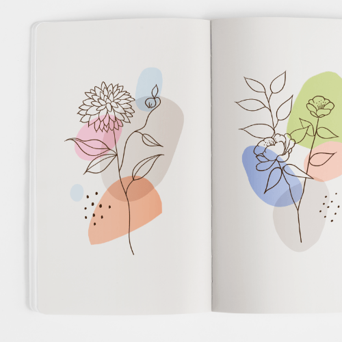 插画线稿很难画？来学习优雅抽象色块线描观花植物