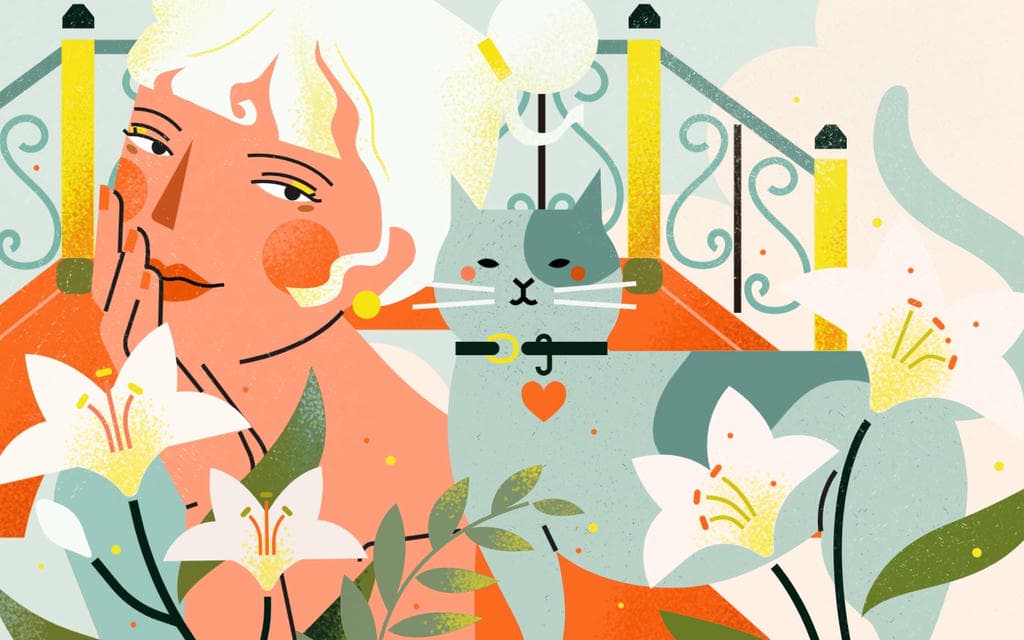 小园素纯手绘扁平风插画「畅想春日」肌理最终版，画面质感细腻，「温柔米橙」配色，可商用