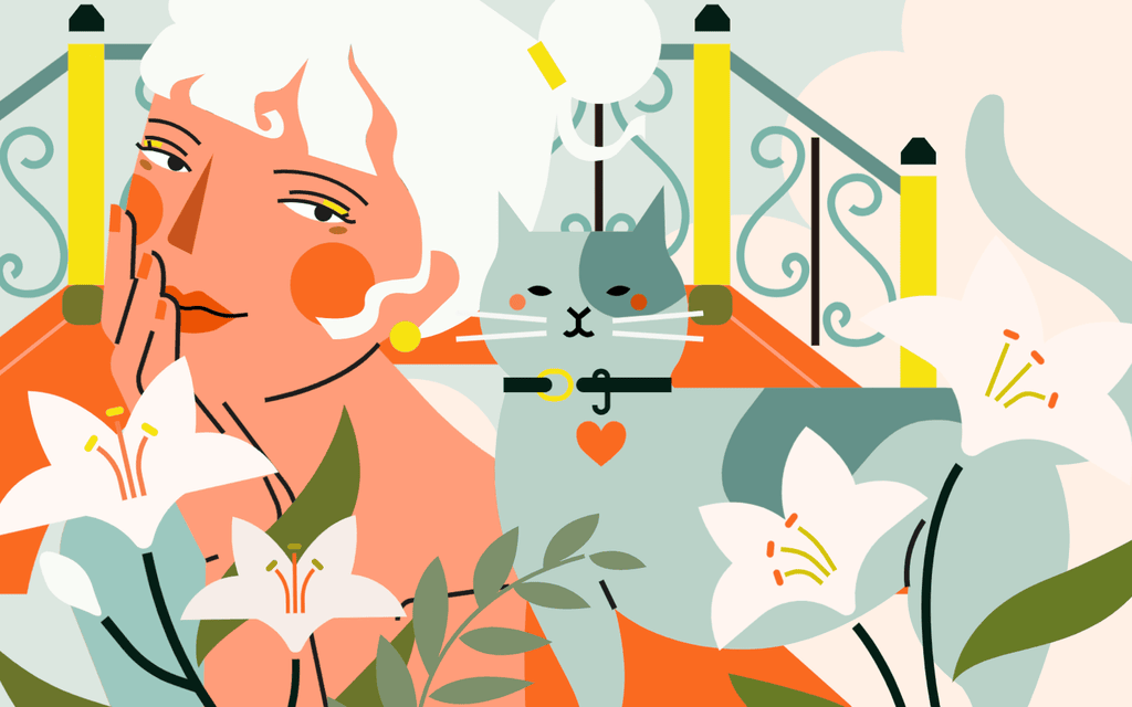 小园素纯手绘扁平风插画「畅想春日」矢量上色版，由小园素元素组合而成，「温柔米橙」配色，可编辑可商用