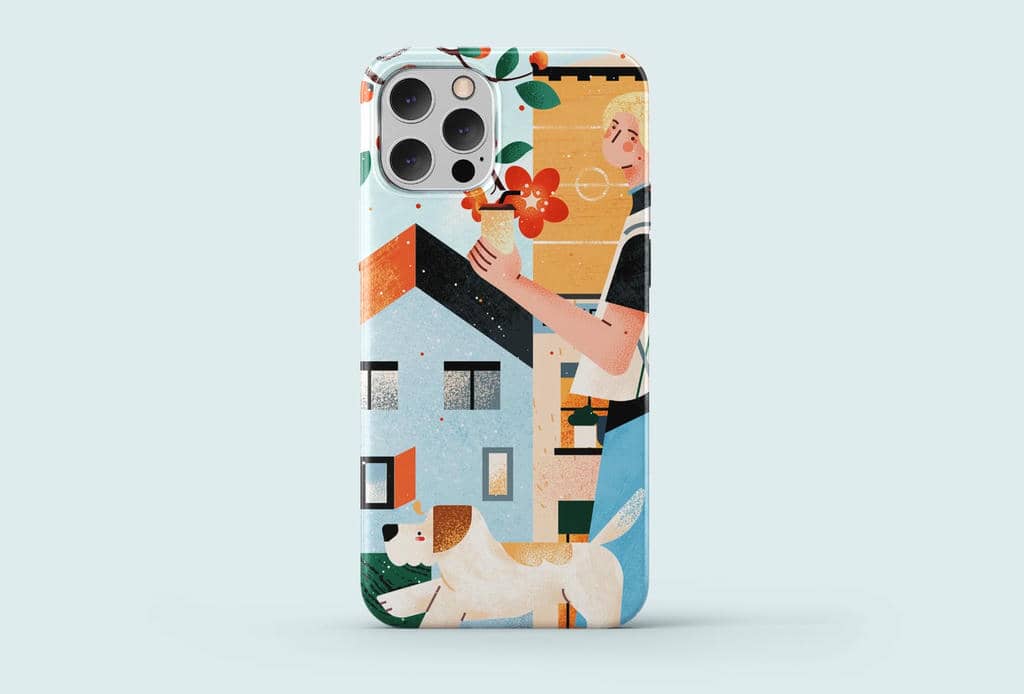 小园素纯手绘扁平风插画「光阴好①」商业应用展示，用于手机壳插画设计，可商用